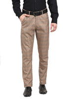 Thumbnail for Jainish Men's Brown Cotton Checked Formal Trousers ( FGP 267Brown ) - Distacart