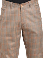Thumbnail for Jainish Men's Brown Cotton Checked Formal Trousers ( FGP 267Brown ) - Distacart