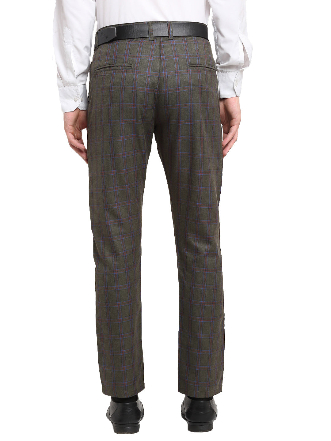 Jainish Men's Black Cotton Checked Formal Trousers ( FGP 267Charcoal ) - Distacart
