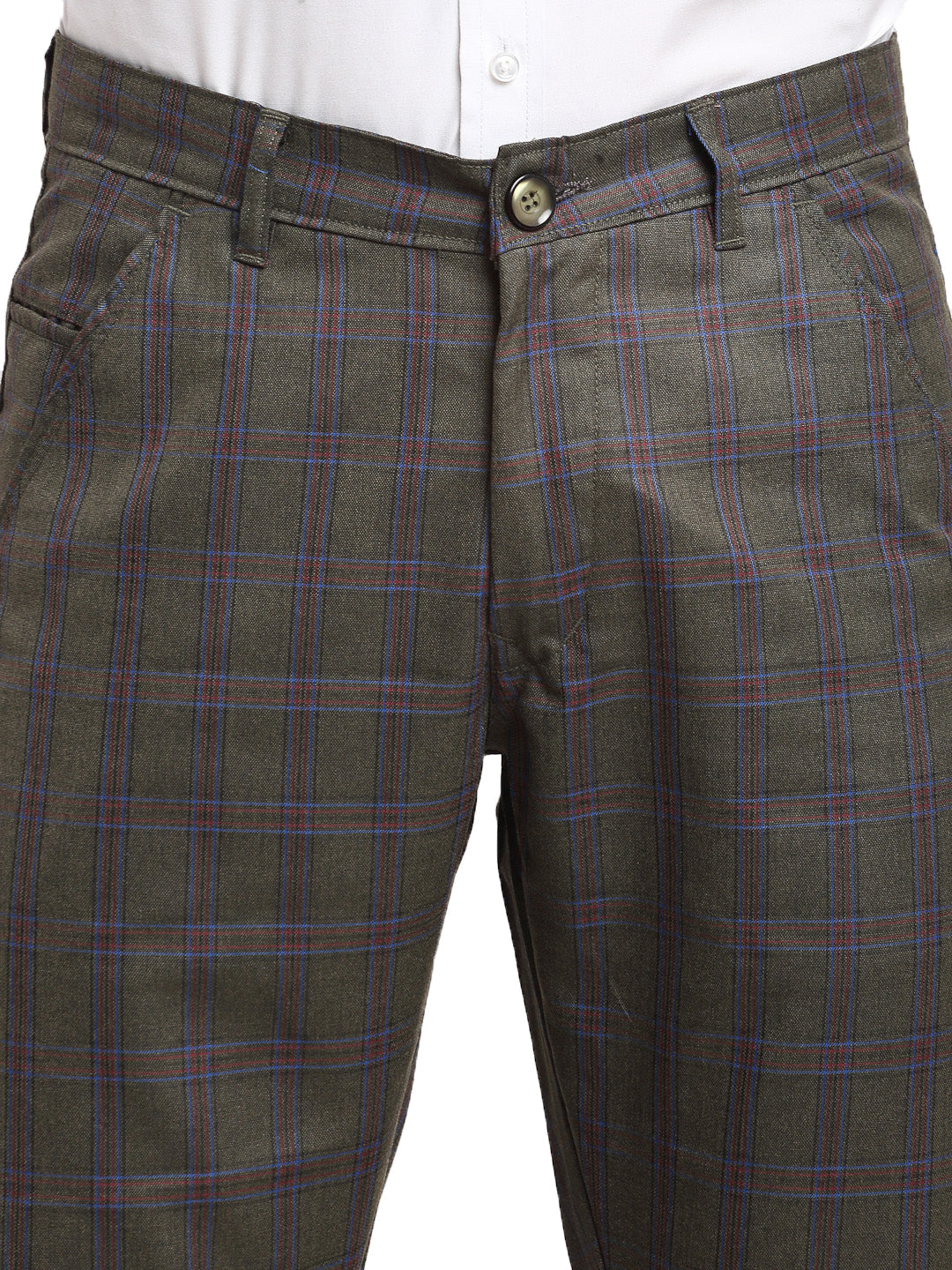 Jainish Men's Black Cotton Checked Formal Trousers ( FGP 267Charcoal ) - Distacart