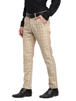 Thumbnail for Jainish Men's Cream Cotton Checked Formal Trousers ( FGP 267Cream ) - Distacart