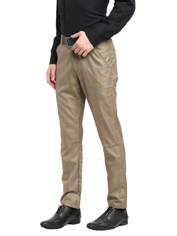Jainish Men's Brown Cotton Checked Formal Trousers ( FGP 267Dark-Brown ) - Distacart