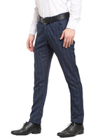 Thumbnail for Jainish Men's Navy Blue Cotton Checked Formal Trousers ( FGP 267Navy ) - Distacart