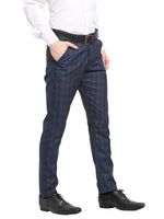 Thumbnail for Jainish Men's Navy Blue Cotton Checked Formal Trousers ( FGP 267Navy ) - Distacart