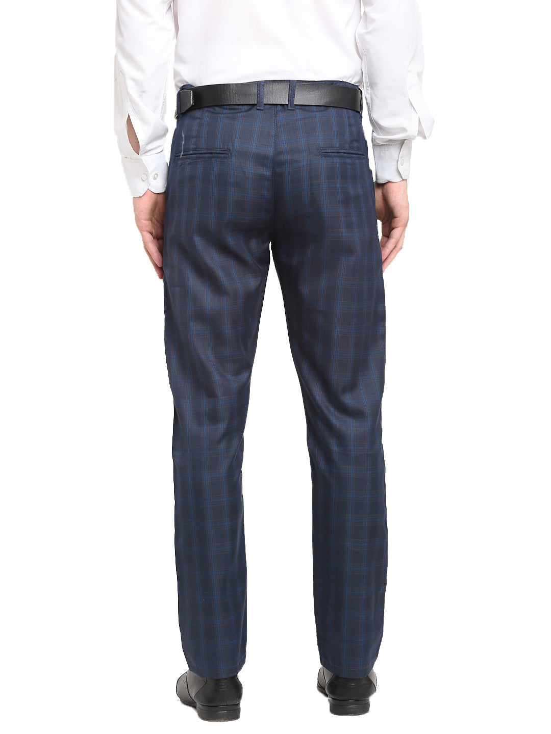 Jainish Men's Navy Blue Cotton Checked Formal Trousers ( FGP 267Navy ) - Distacart