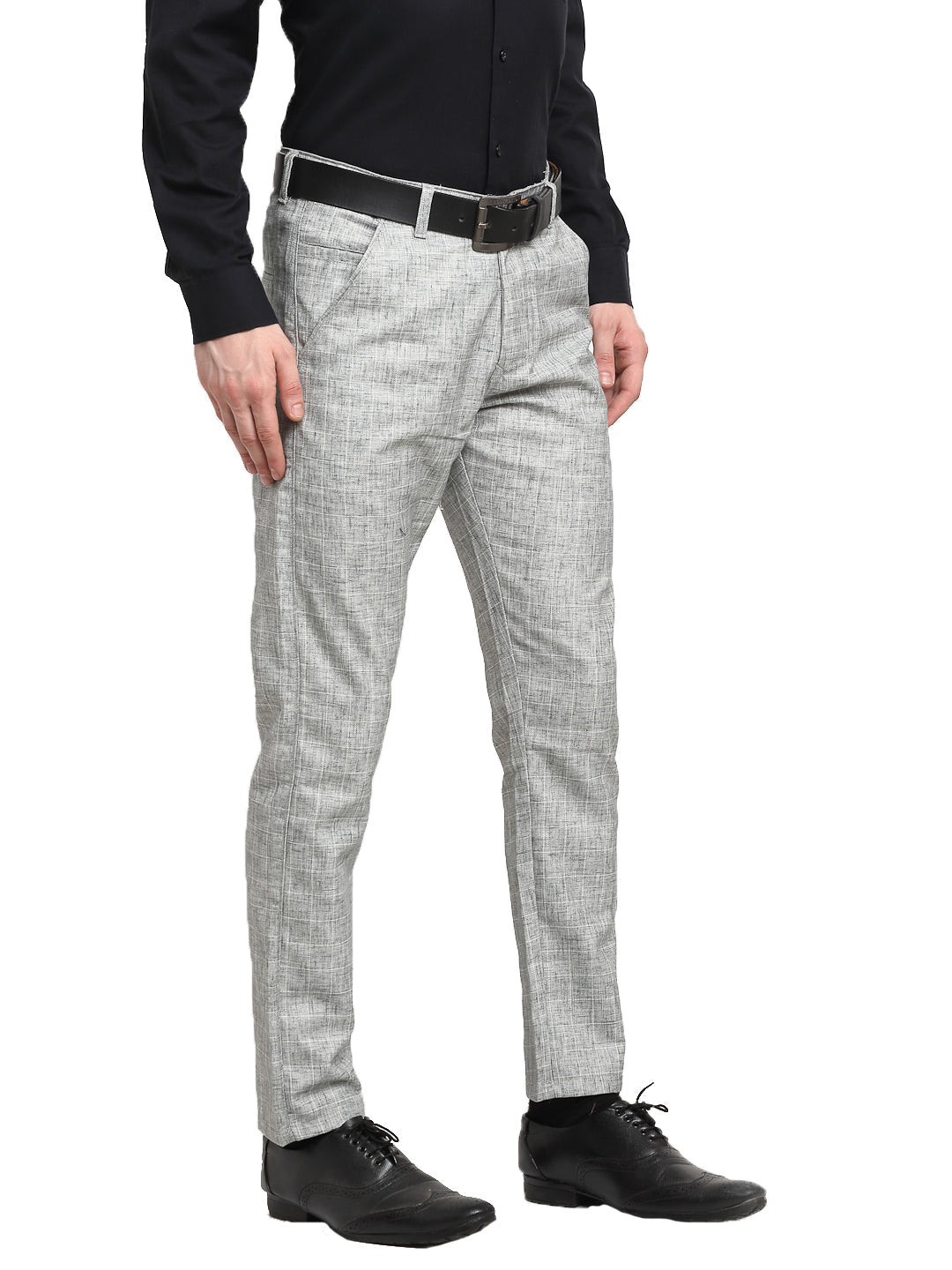 Jainish Men's Grey Cotton Solid Formal Trousers ( FGP 268Grey ) - Distacart