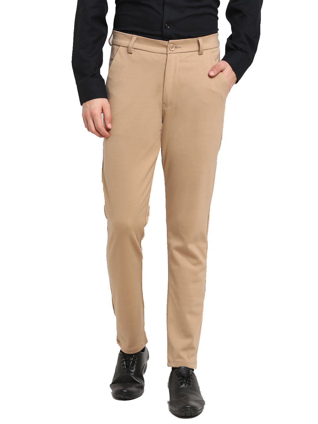 Jainish Men's Beige 4-Way Lycra Tapered Fit Trousers ( FGP 269Beige ) - Distacart