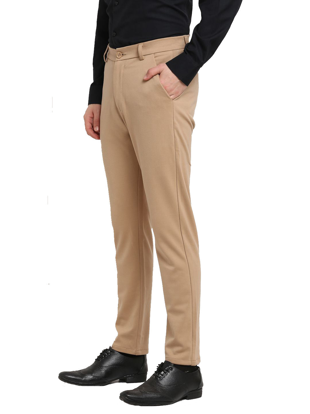 Jainish Men's Beige 4-Way Lycra Tapered Fit Trousers ( FGP 269Beige ) - Distacart