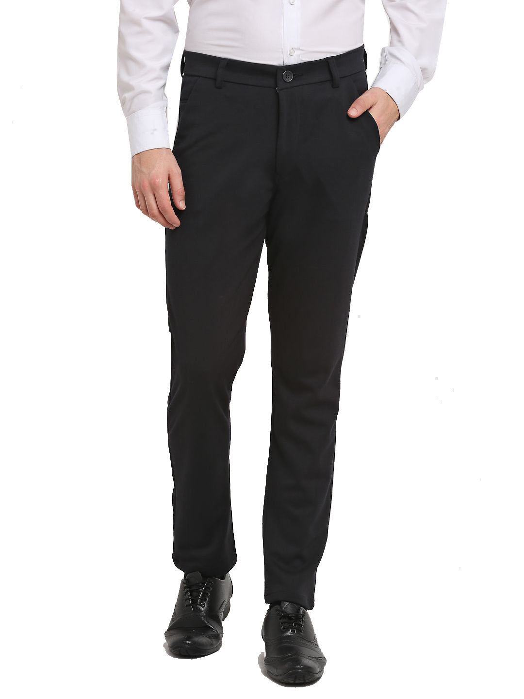 Jainish Men's Black 4-Way Lycra Tapered Fit Trousers ( FGP 269Black ) - Distacart