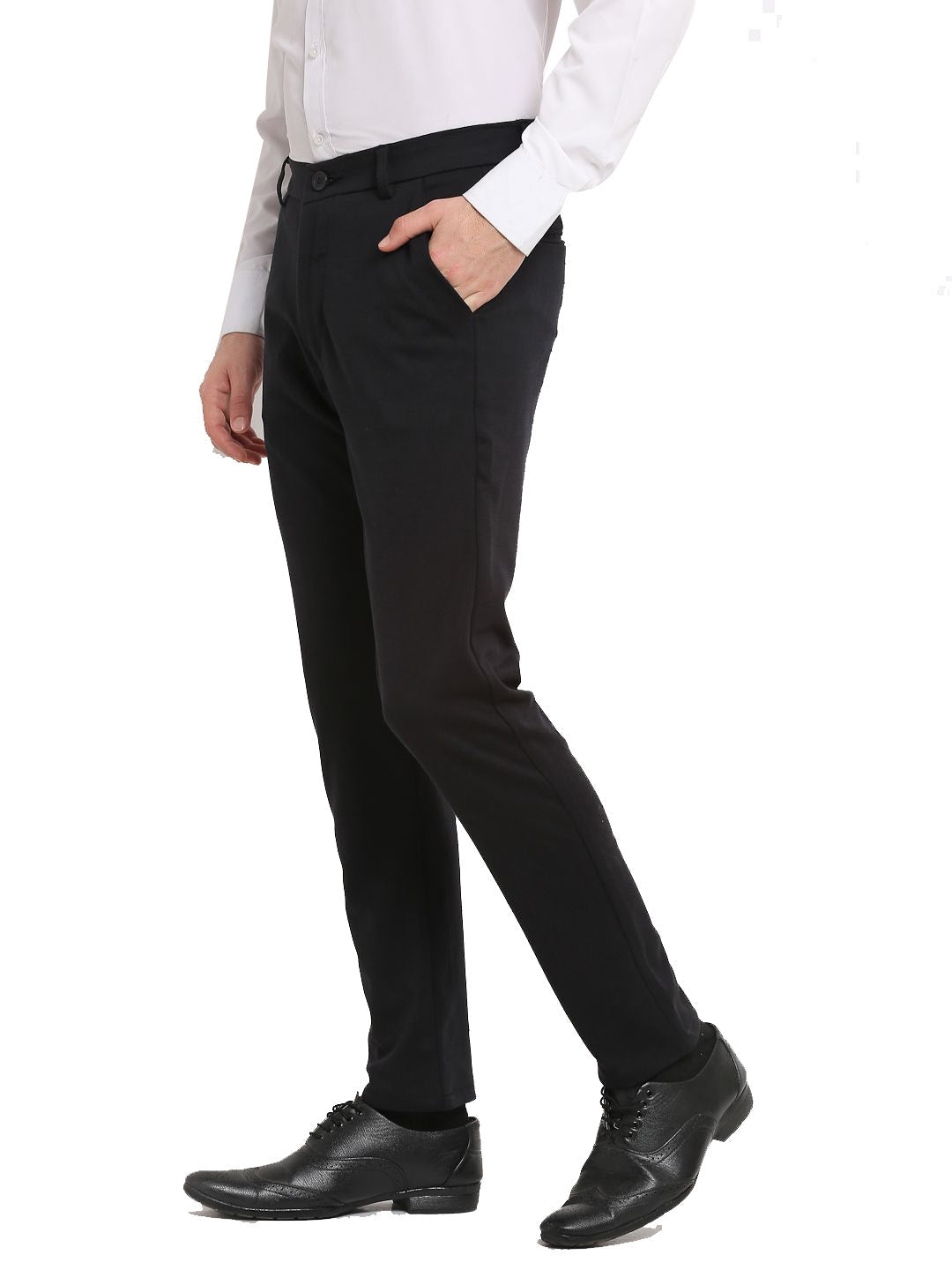 Jainish Men's Black 4-Way Lycra Tapered Fit Trousers ( FGP 269Black ) - Distacart