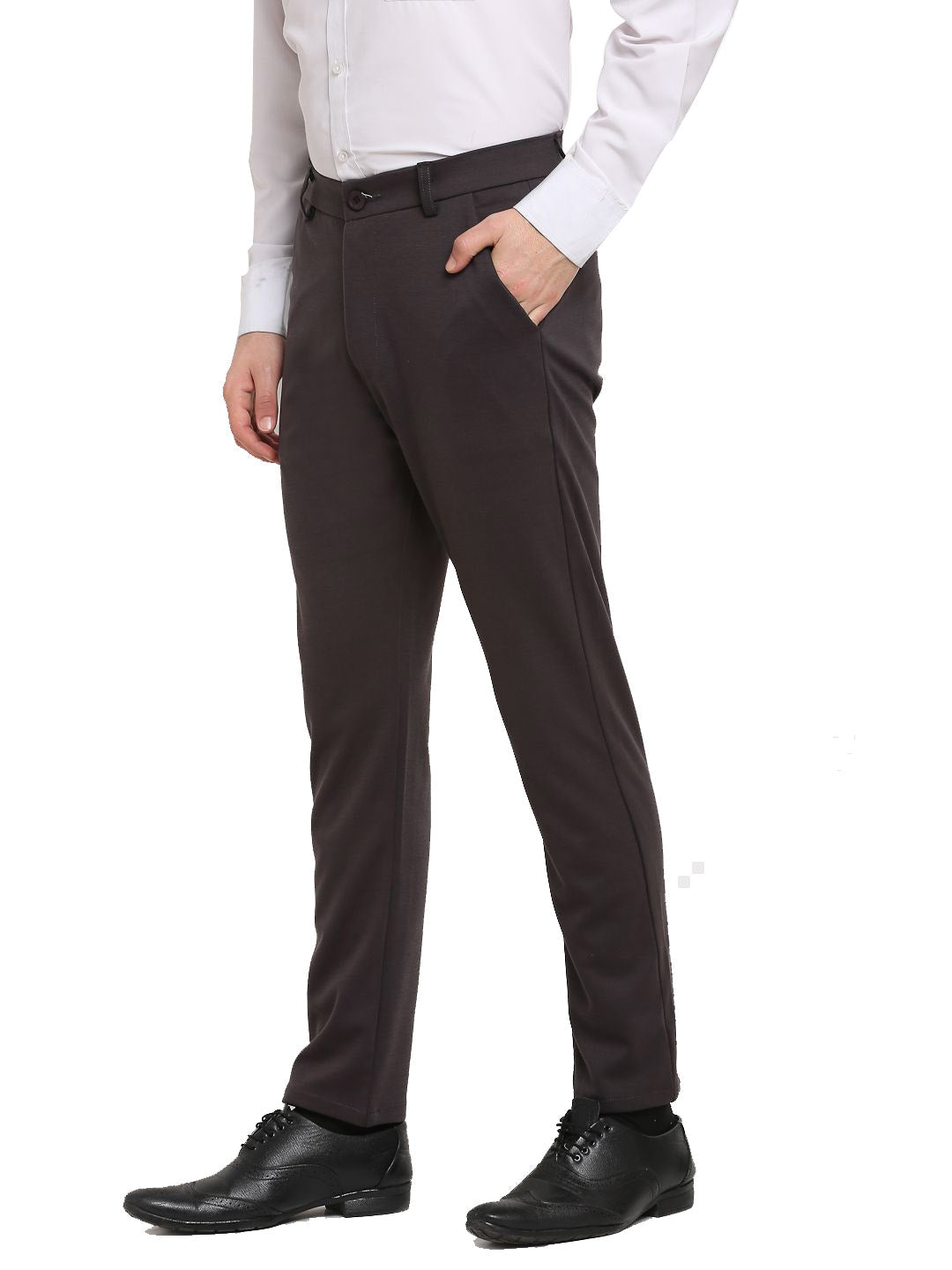 Jainish Men's Brown 4-Way Lycra Tapered Fit Trousers ( FGP 269Brown ) - Distacart
