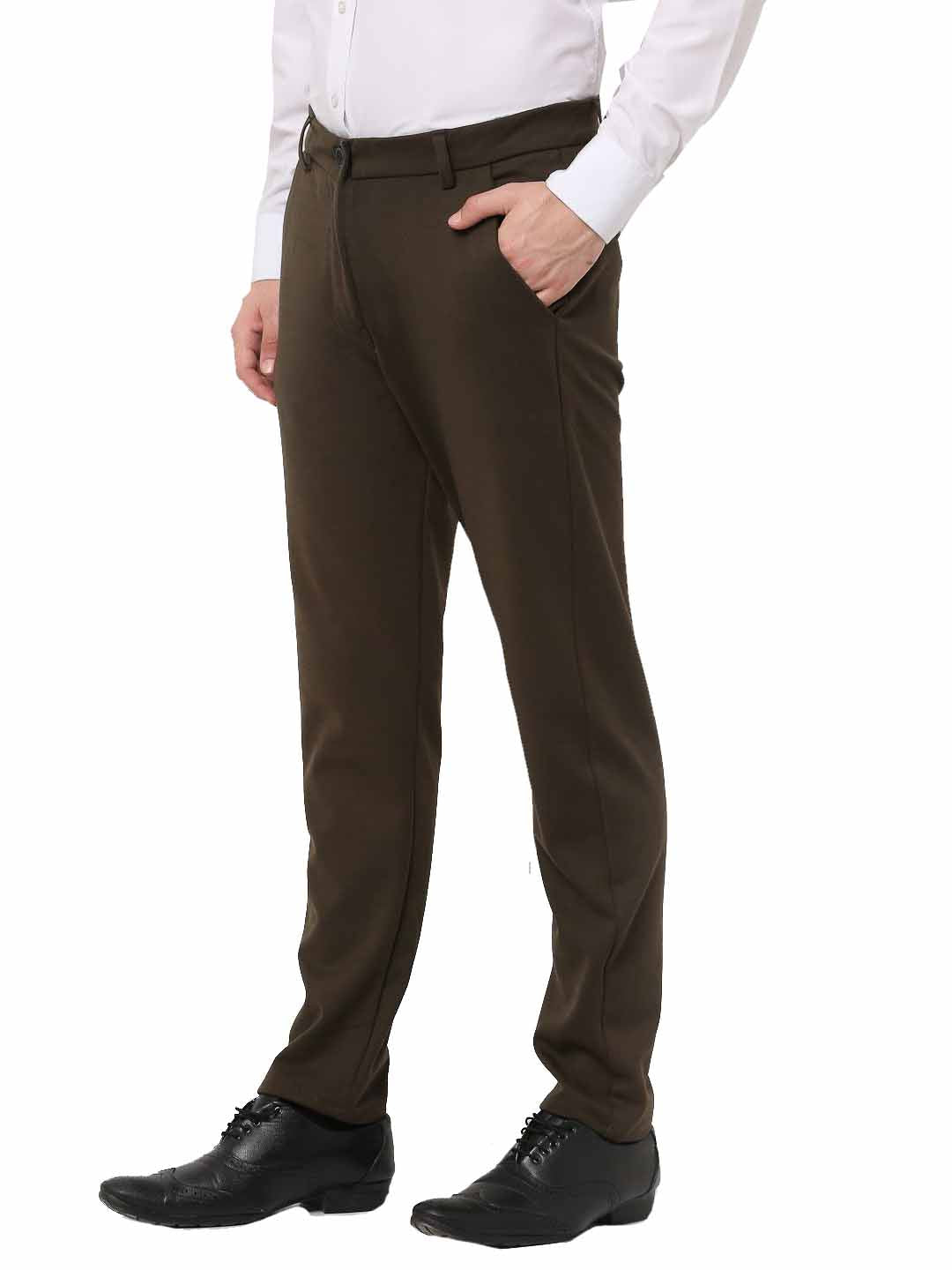 Jainish Men's Olive 4-Way Lycra Tapered Fit Trousers ( FGP 269Olive ) - Distacart