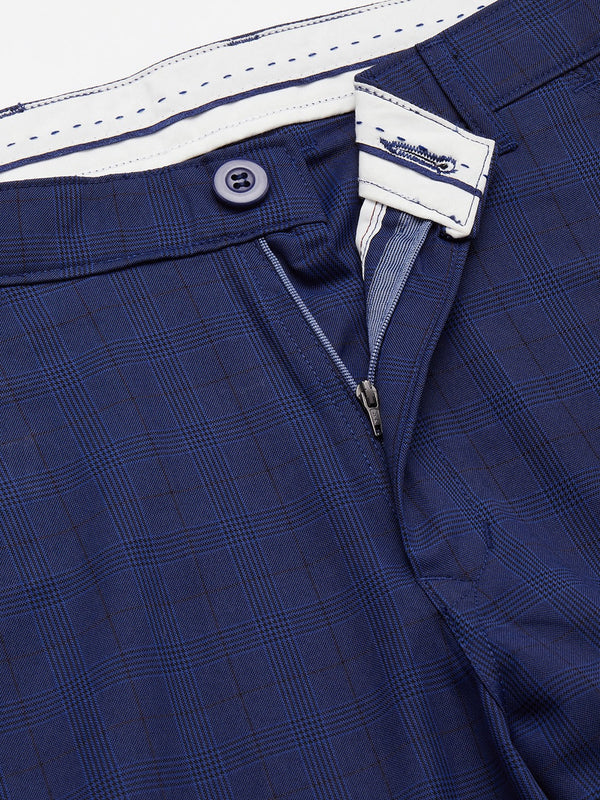 Jainish Men's Blue Checked Formal Trousers ( FGP 270 Blue ) - Distacart