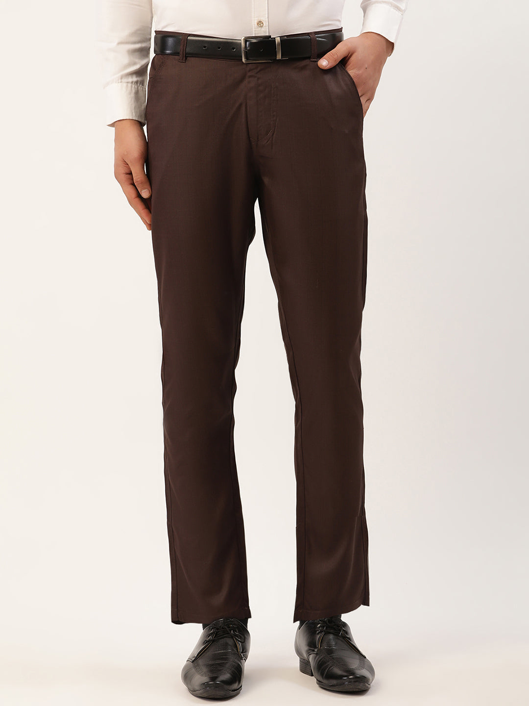 Jainish Men's Coffee Checked Formal Trousers ( FGP 270 Coffee ) - Distacart
