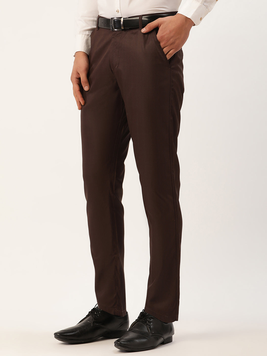 Jainish Men's Coffee Checked Formal Trousers ( FGP 270 Coffee ) - Distacart