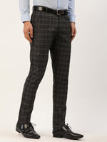 Thumbnail for Jainish Men's Black Tartan Checked Formal Trousers ( FGP 271 Black ) - Distacart