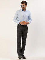 Thumbnail for Jainish Men's Black Tartan Checked Formal Trousers ( FGP 271 Black ) - Distacart