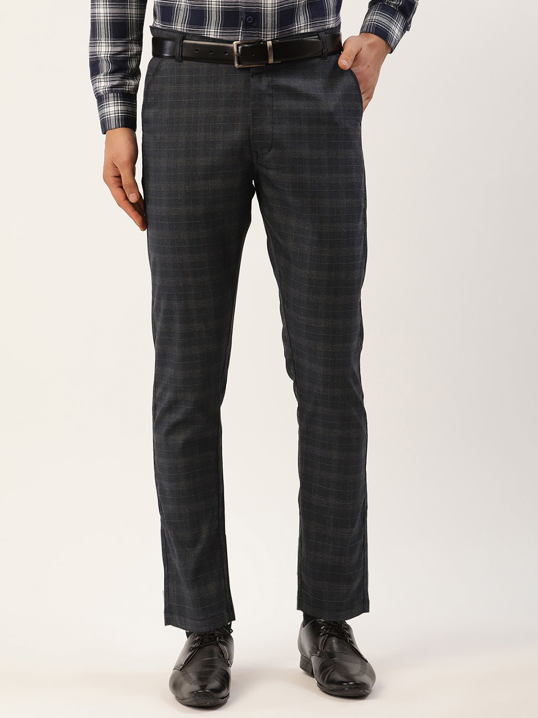 Jainish Men's Black Window Checked Formal Trousers ( FGP 272 Black ) - Distacart