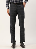 Thumbnail for Jainish Men's Black Window Checked Formal Trousers ( FGP 272 Black ) - Distacart
