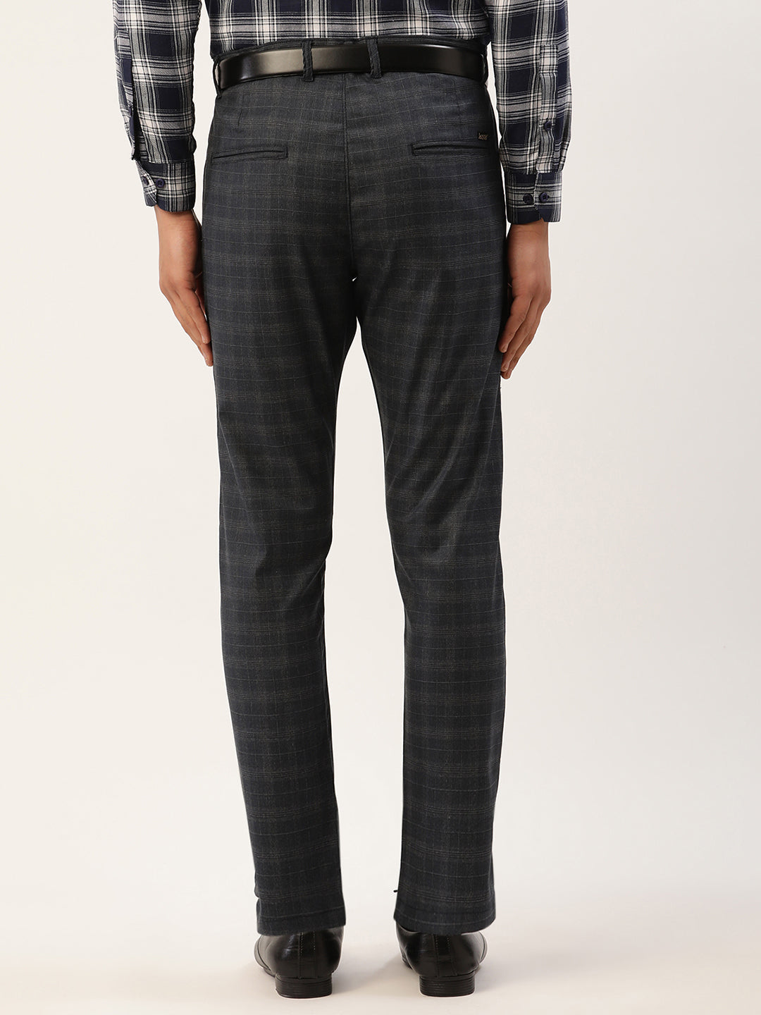 Jainish Men's Black Window Checked Formal Trousers ( FGP 272 Black ) - Distacart