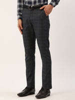 Thumbnail for Jainish Men's Black Window Checked Formal Trousers ( FGP 272 Black ) - Distacart