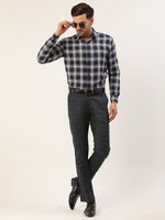 Thumbnail for Jainish Men's Black Window Checked Formal Trousers ( FGP 272 Black ) - Distacart