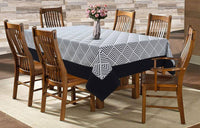Thumbnail for Airwill Cotton Geometric Pattern 6 Seater Table Cloth - Black - Distacart