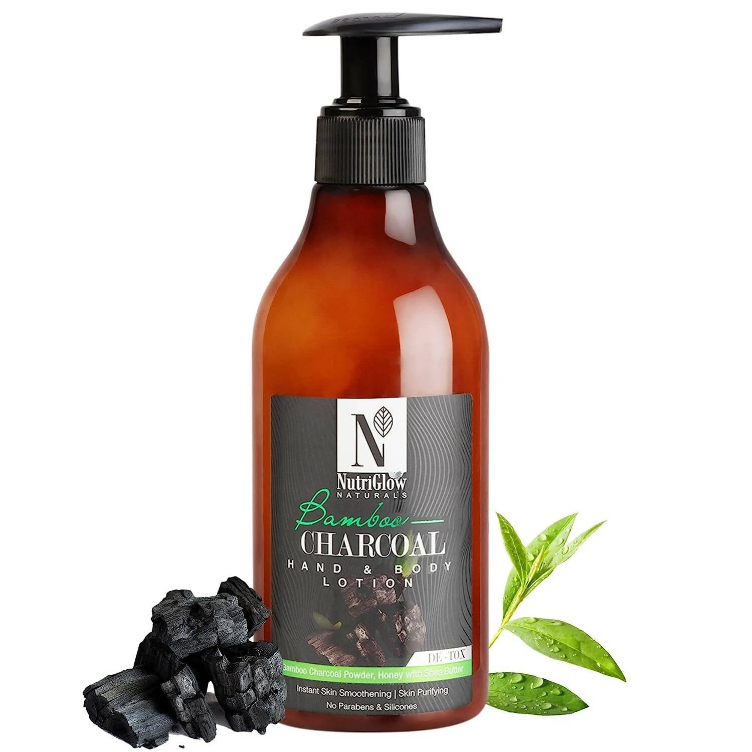 NutriGlow NATURAL'S Bamboo & Charcoal Hand & Body Lotion - Distacart