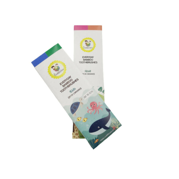 Cuddle Care Bamboo Toothbrushes for Kids & Adults Set of 2 Packs - Distacart