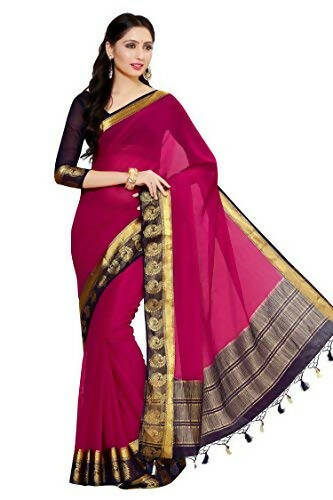 Mimosa Women's Dark Pink Banarasi Chiffon Saree - Distacart