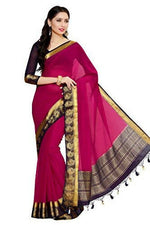 Thumbnail for Mimosa Women's Dark Pink Banarasi Chiffon Saree - Distacart
