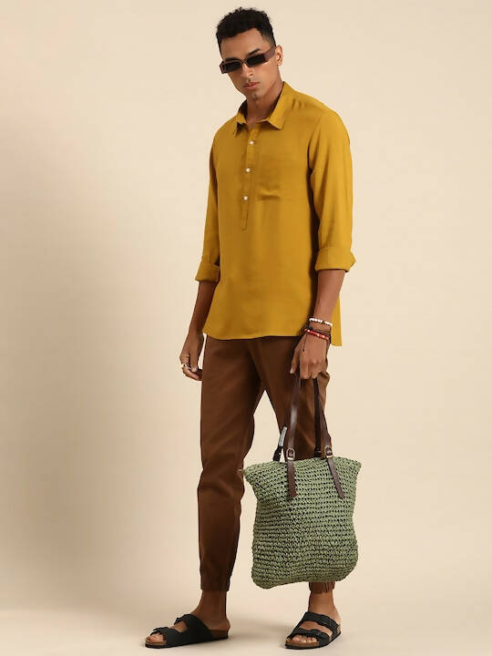 Mustard Men Rayon Boxy Opaque Casual Shirt - Mahotsav - Distacart