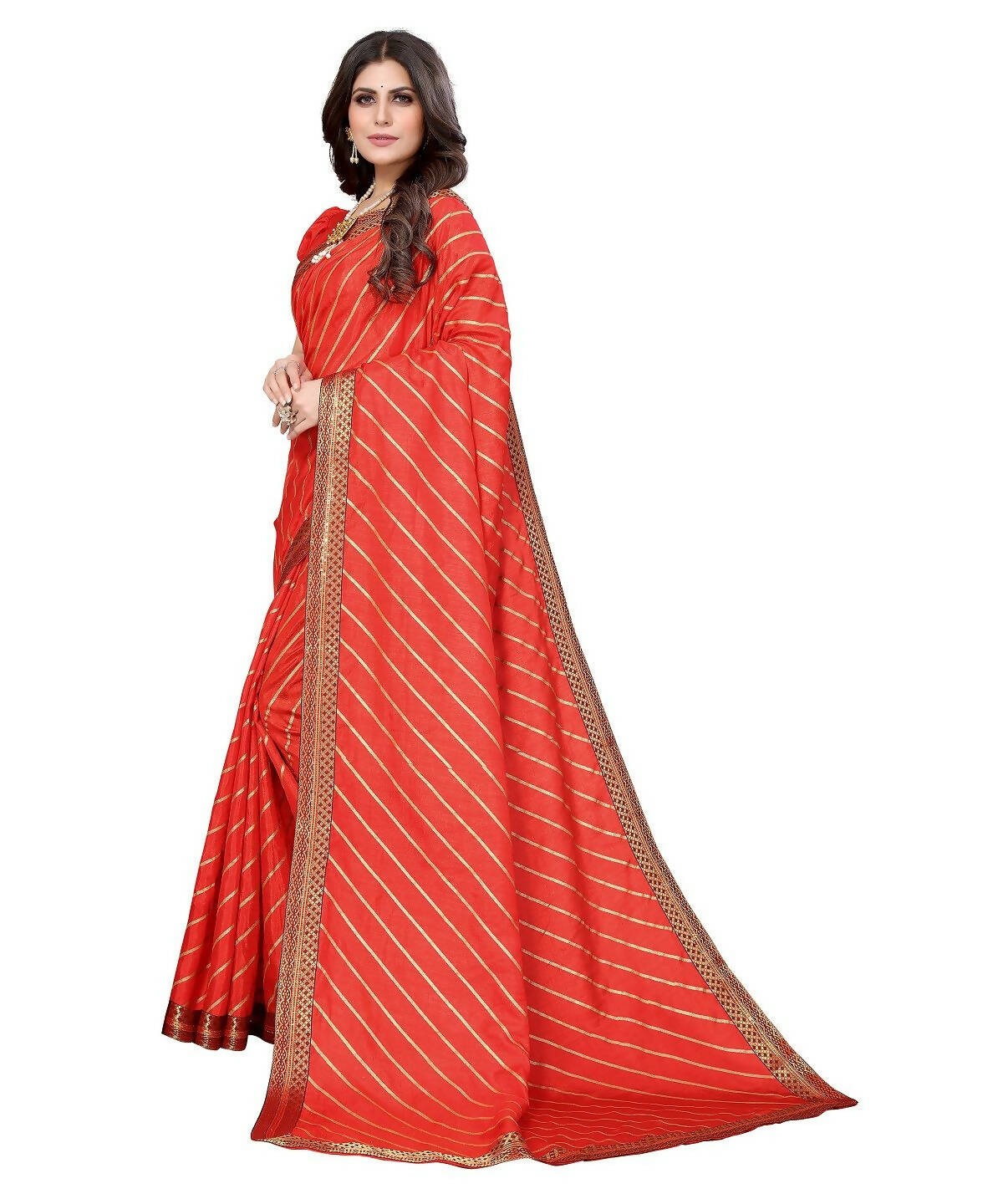 Vamika Dola Silk Red Lace Border Bollywood Style Saree (SUCHI RED) - Distacart