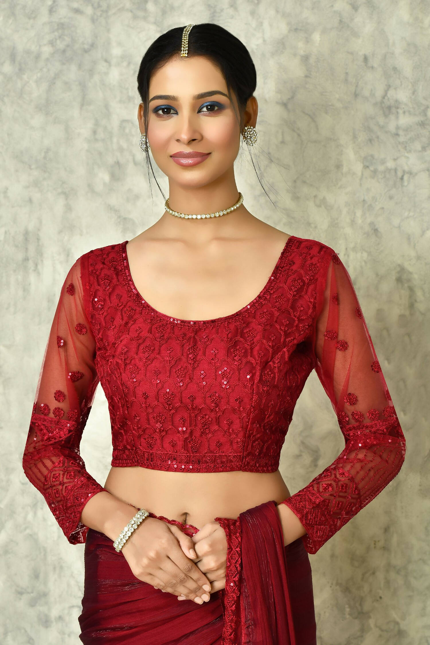 Maroon Silk Stripe Saree With Blouse Piece - Purvi - Distacart