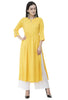 Women's Yellow Thread Work Emb Kurti With Side Slits - G & A Apparels - Distacart