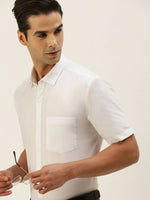 Thumbnail for Ramraj Cotton Mens Half Sleeve Formal Poly Cotton White Shirt - Distacart