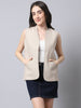 Even Apparels Cream Linen Cotton Open Front Women's Waistcoat - Distacart