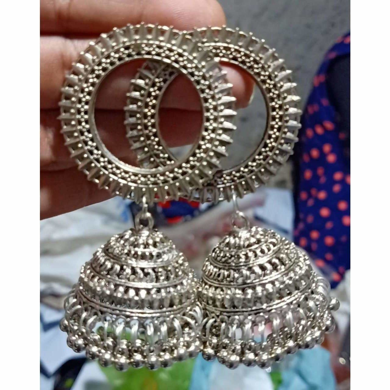 Oxidized Sun Style Jhumki Earrings