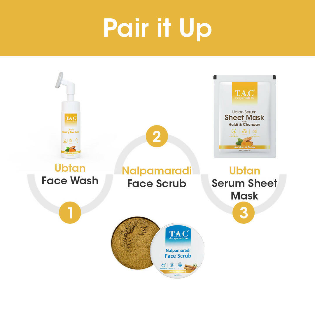 TAC - The Ayurveda Co. Ubtan Foaming Face Wash Tan Removal and Skin Brightening for Women & Men - Distacart