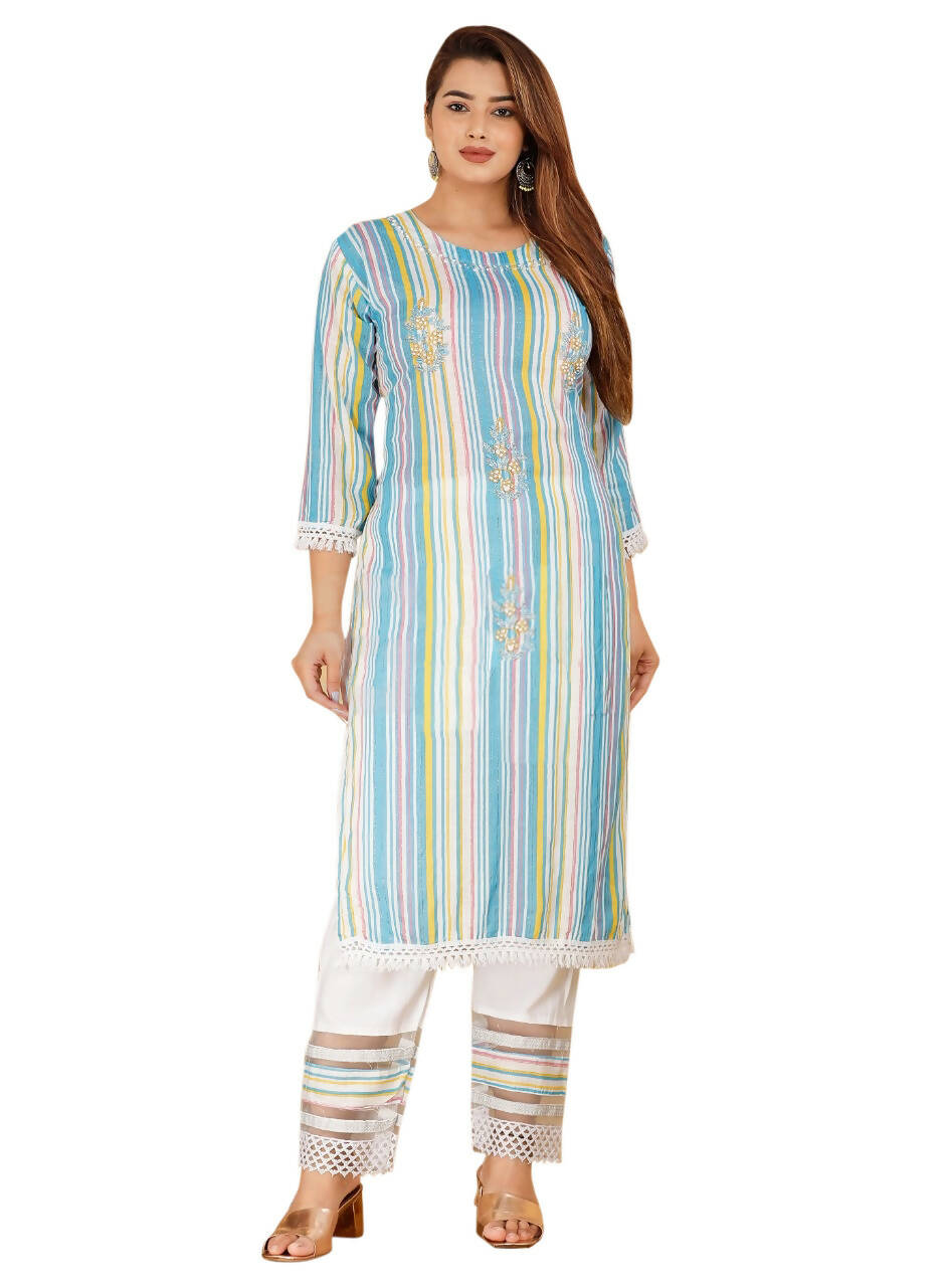Vamika Embroidery Rayon Multicolor Party Wear/Casual Wear Kurta Set/Suit - Distacart
