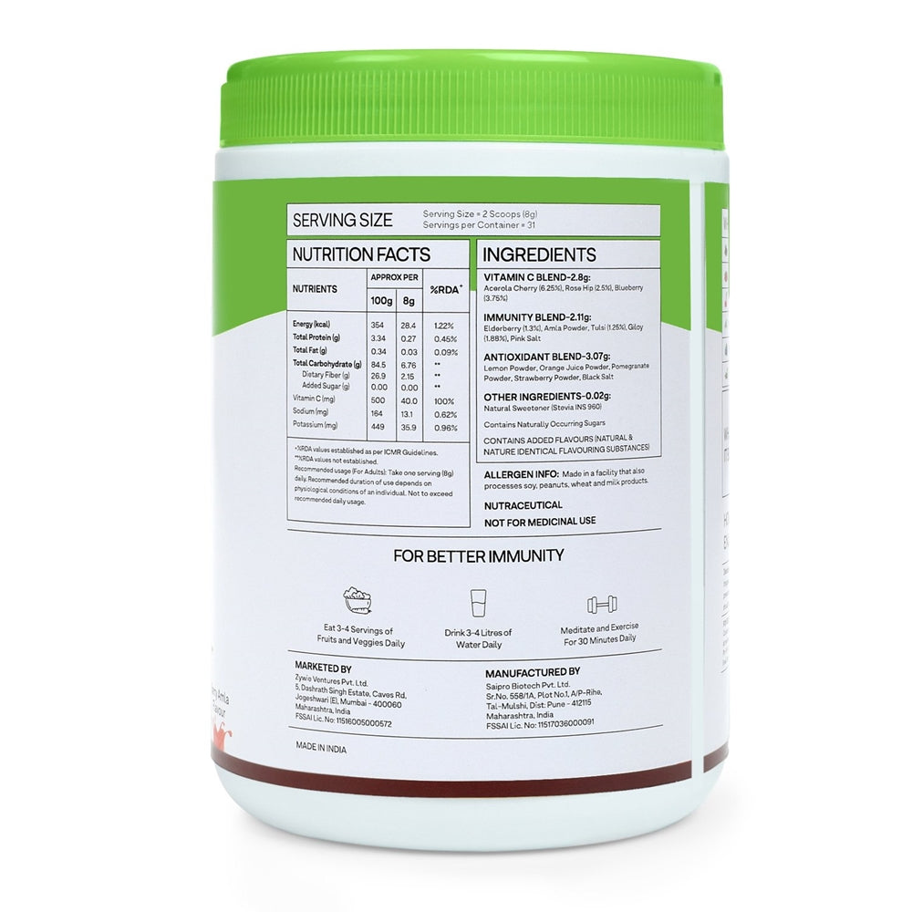 OZiva Plant Based Immunity Booster Ingredients 