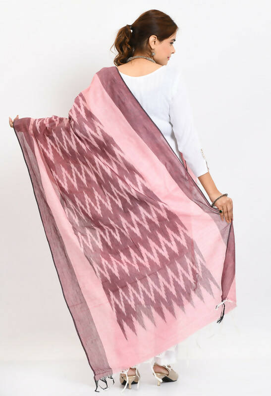 Mominos Fashion Moeza Women's Handloom Cotton Ikkat Maroon Dupatta - Distacart