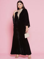 Thumbnail for Women Republic Black Velvet Embellished Gown - Distacart