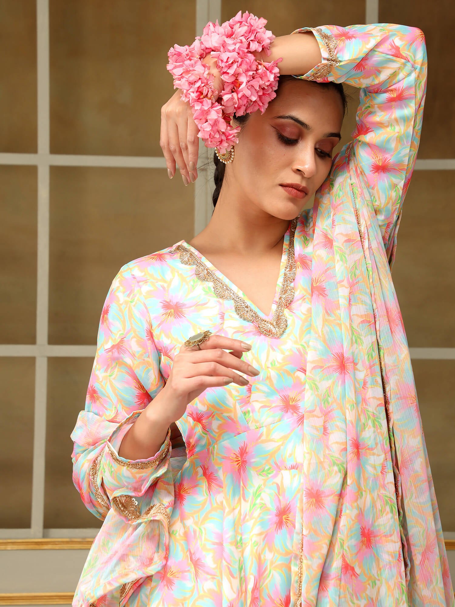 Pomcha Jaipur Pink Saadgi Gulistan Anarkali Set - Distacart