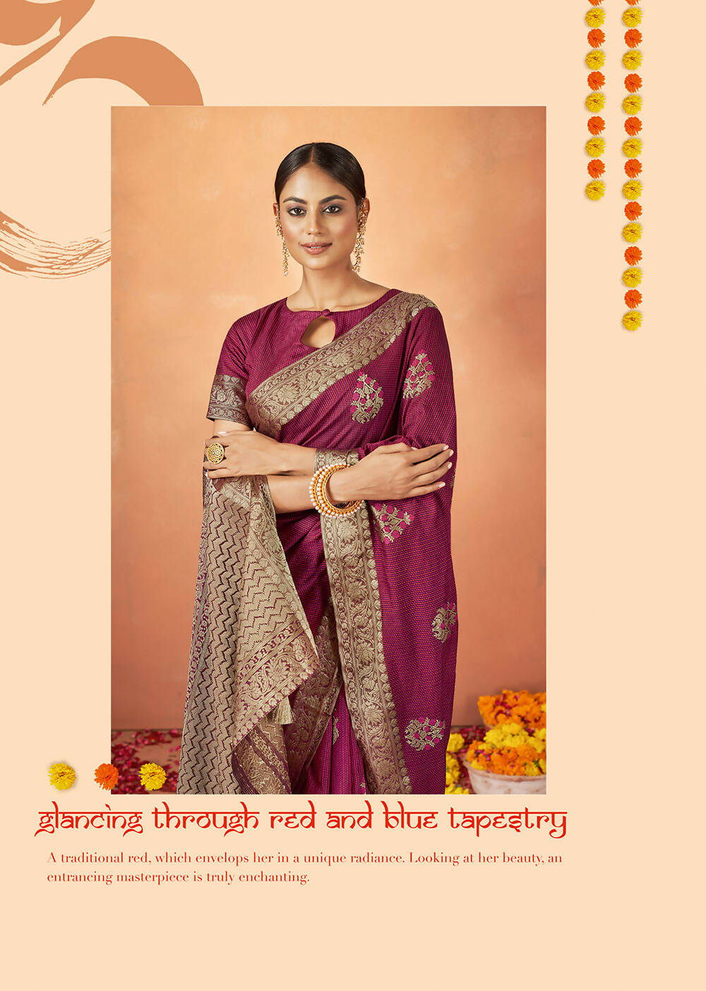 Maroon Tusser Silk Woven Design Saree With Unstitched Blouse Piece - Norita Royal Pradha - Distacart