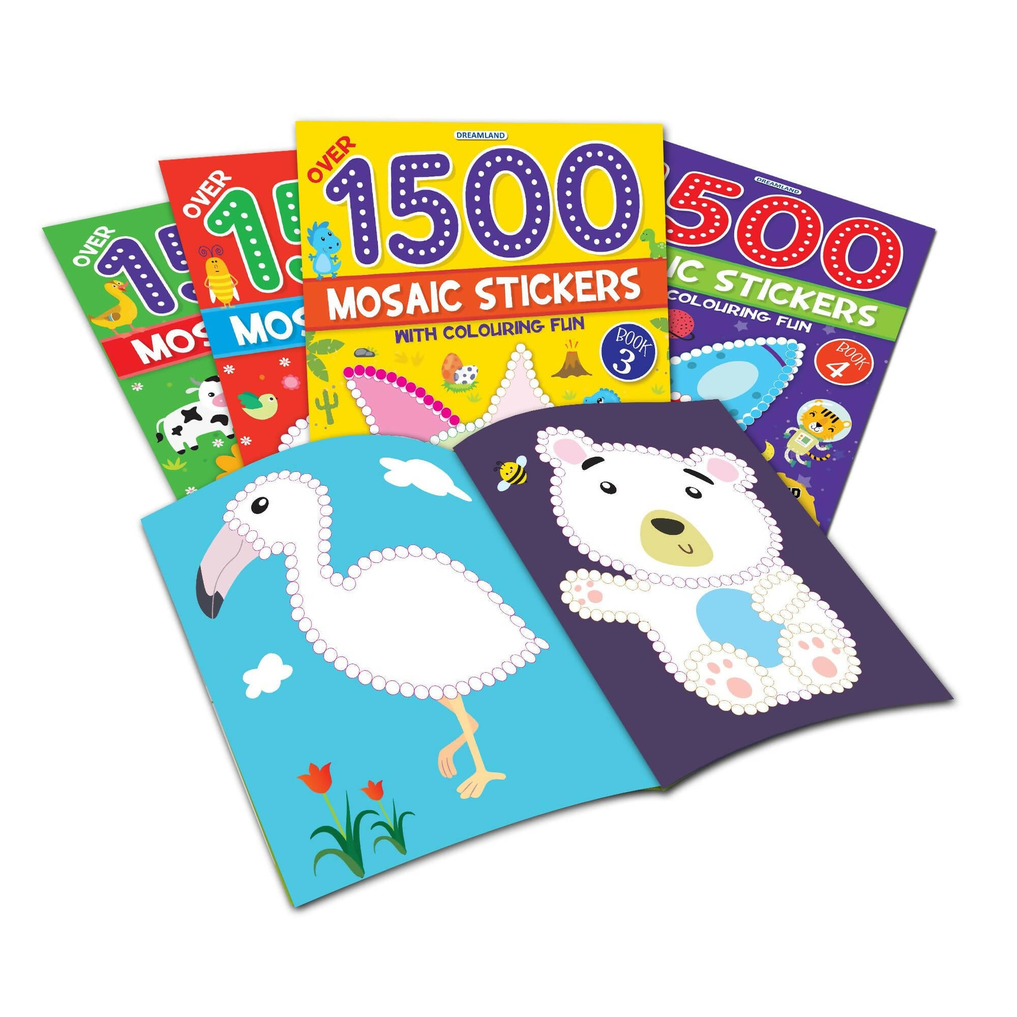 Dreamland Publications 1500 Mosaic Stickers Book 3 with Colouring Fun - Sticker Bok for Kids Age 4 - 8 years - Distacart