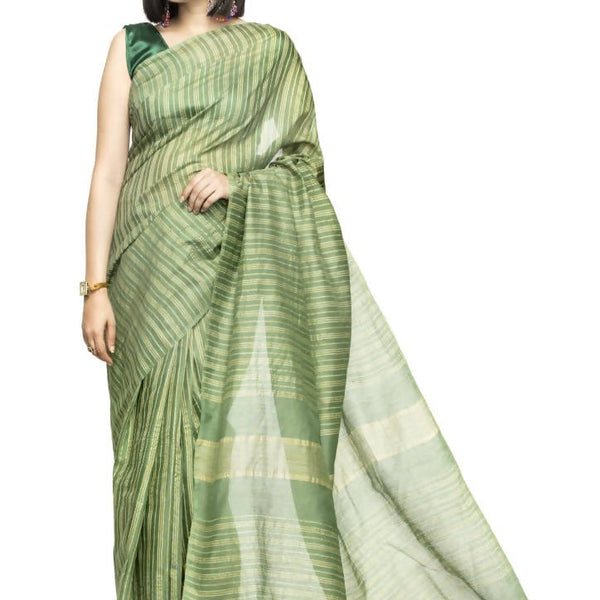 Mominos Fashion Olive Green Color Bhagalpuri Saree