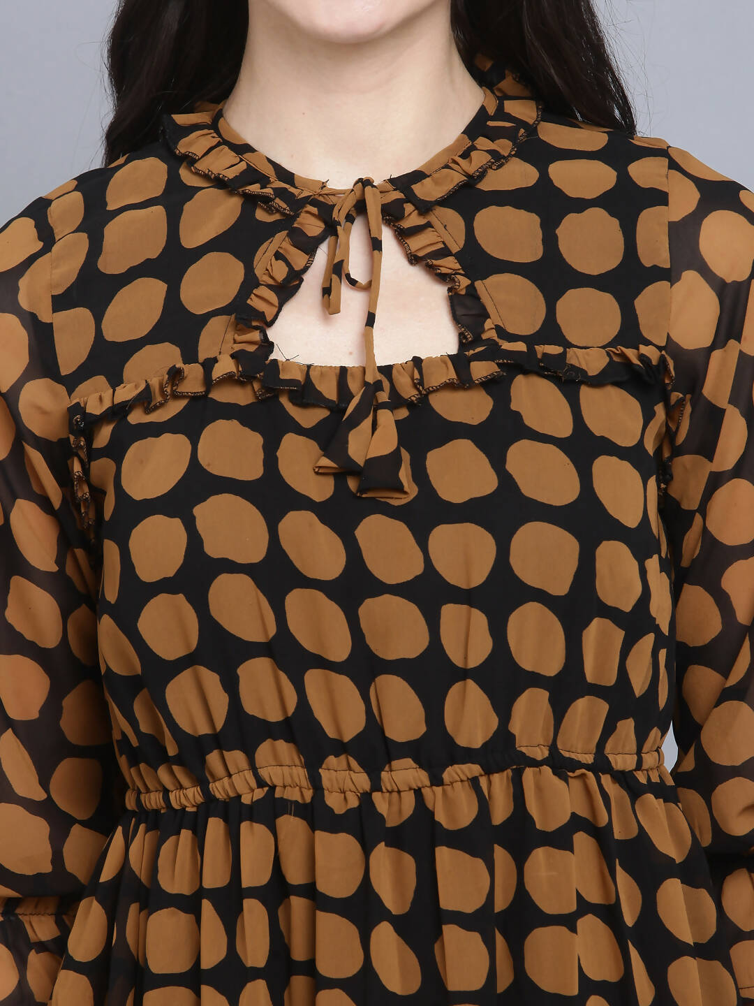 Myshka Women's Multicoloured Keyhole Neck Midi Dress - Distacart