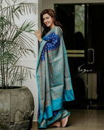 Thumbnail for DEIANA'S Beautiful Golden Jari with New Design Soft Lichi Silk Saree - Blue - Distacart