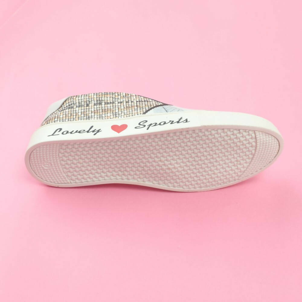 Tiny Bugs Girls Leaf Printed Slip Ons Sneakers - White - Distacart